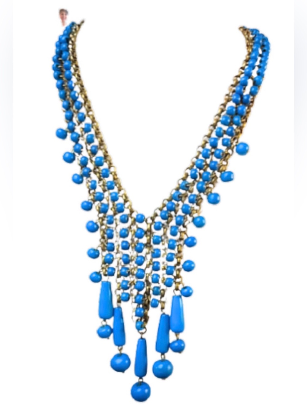 Incredible Vintage Blue and Gold Necklace